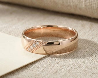 14K Solid Rose Gold Moissanite Wedding Band, 5mm Men's Engagement  Ring, Simple Delicate Ring, Mens Promise Band, Anniversary Gift