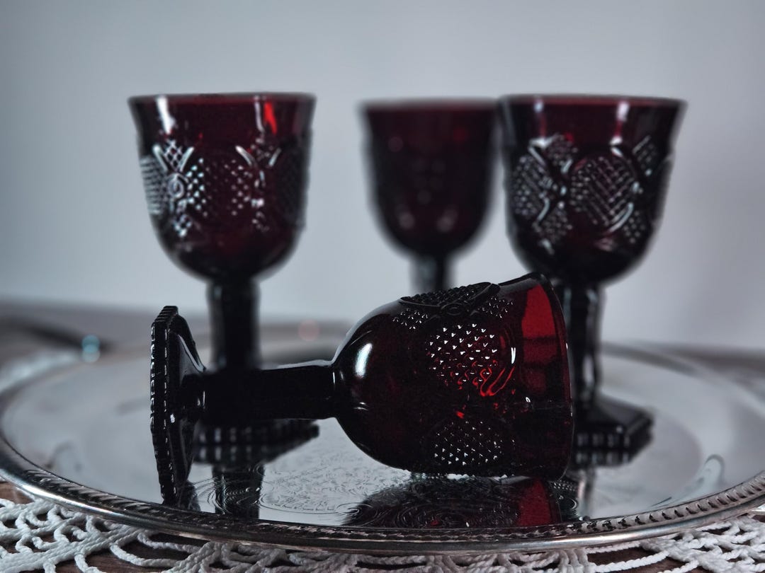 1876 Avon Cape Cod Collection Ruby Red Goblets - Set of 4 - Etsy