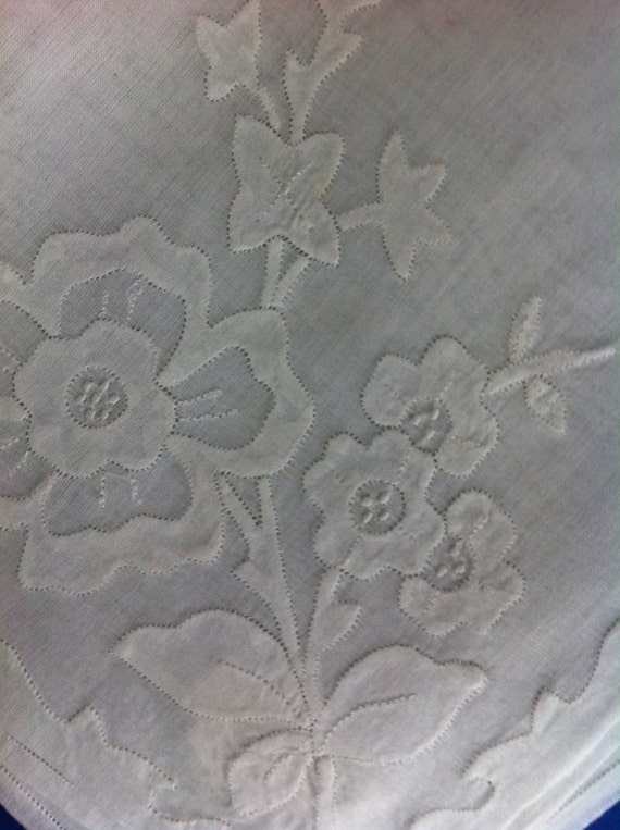Vintage white on white hand appliquéd & embroidery