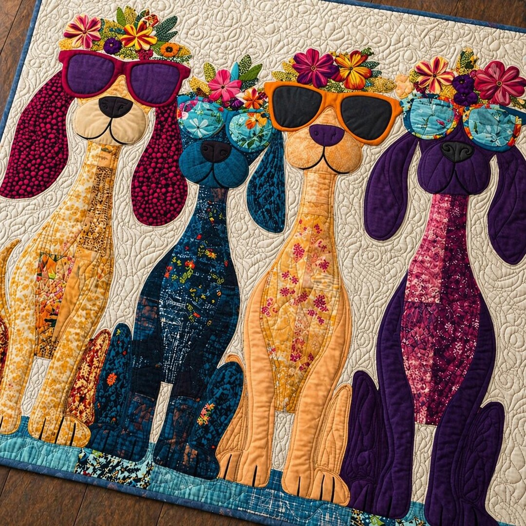 Floral Pup Parade 1565 - Dog Quilt Pattern, Stylish Dogs With ...