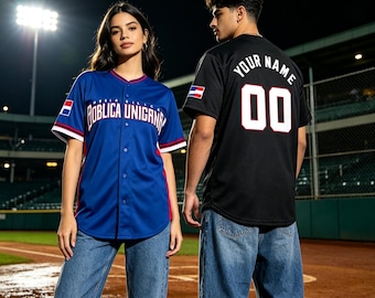 Dominican Republic Baseball Jersey, Custom Name & Number Embroidered Jersey, Personalized Baseball Shirt, Latino Fan Gift, Game Day Outfit