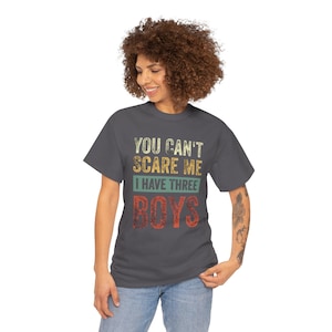 Mom of Three Boys T-Shirt | Funny Distressed Family Tee