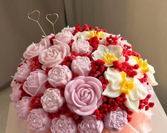 Ramo de velas – regalo original – velas aromáticas artesanales – decoración floral