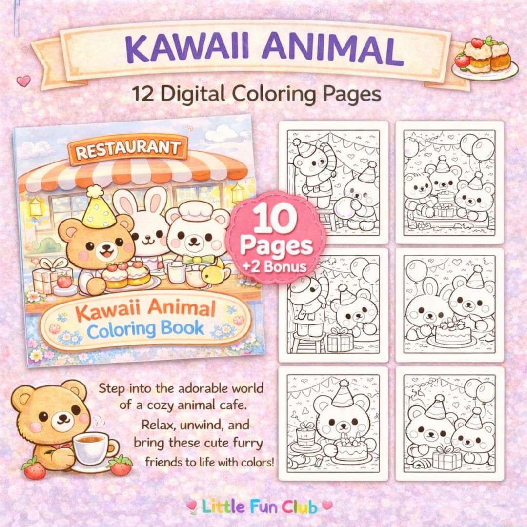 Cute Kawaii Animal Coloring Pages for Kids | Printable Animal Coloring ...
