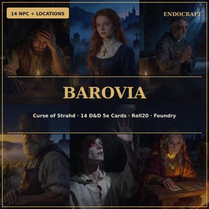 Gothic Horror Village Pack · 20 D&D 5e Assets · 14 NPCs + 6 Locations · Vampire Castle VTT Tokens · Roll20 Foundry · Instant Download