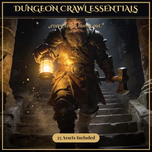 Dungeon Crawl NPC + Map Pack · 25 D&D 5e Cards + Dungeon Battle Maps · Roll20 Foundry VTT · Printable · Instant Download