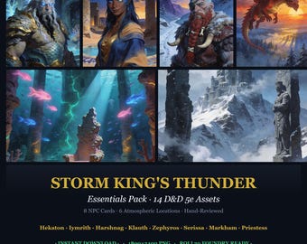 Giant Campaign NPC Tokens + Portraits · 14 D&D 5e Cards + Locations · Storm Giants, Dragons + Frost Peaks · Roll20 Foundry VTT · Printable