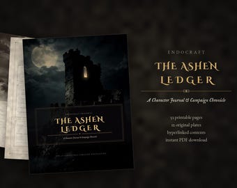 Dark Fantasy Character Journal Printable | 53 Page D&D Campaign Chronicle + Character Sheet | 5E Compatible TTRPG PDF | Letter + A4