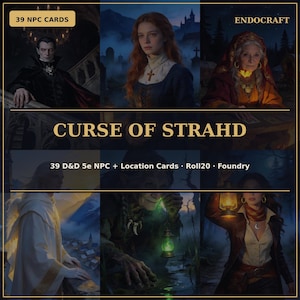 Gothic Horror NPC Tokens + Locations · 39 D&D 5e Cards · Vampire Castle DM Art · Roll20 Foundry VTT · Printable · Instant Download