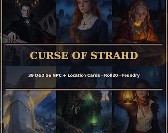 Gothic Horror NPC Tokens + Locations · 39 D&D 5e Cards · Vampire Castle DM Art · Roll20 Foundry VTT · Printable · Instant Download