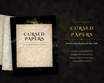 Dark Fantasy Prop Handouts, 19 Printable TTRPG Documents on Aged Paper, Wanted Poster Ledger Letters and a Cipher, Instant PDF