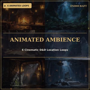 Animated D&D Ambience Backgrounds | 6 Cinematic Location Loops | Tavern Dungeon Forest Throne | Looping MP4 for VTT TV Stream