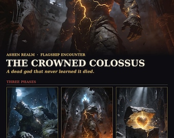 Crowned Colossus | Cinematic 5e Boss Encounter | 3-Phase Homebrew Statblock + Art + VTT Tokens | Dark Fantasy Soulslike Dungeons and Dragons