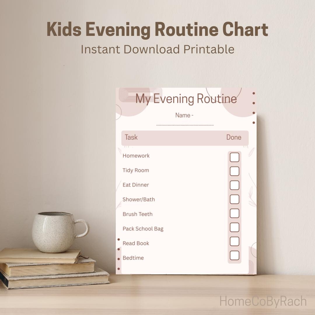 Kids Evening Routine Chart Printable | Daily Checklist (instant ...