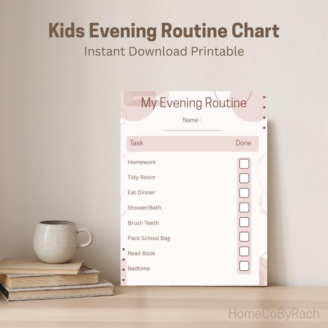 Printable Evening Routine Kids Evening Routine Chart Printable | Daily Checklist (instant ...