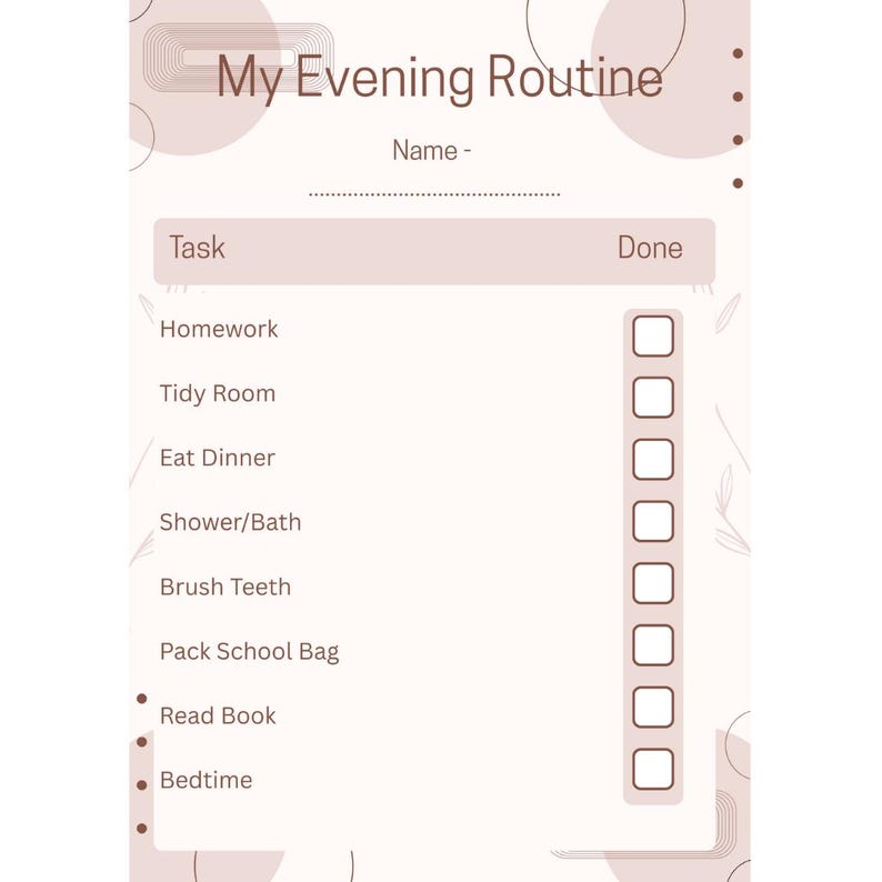 Kids Evening Routine Chart Printable | Daily Checklist (instant ...