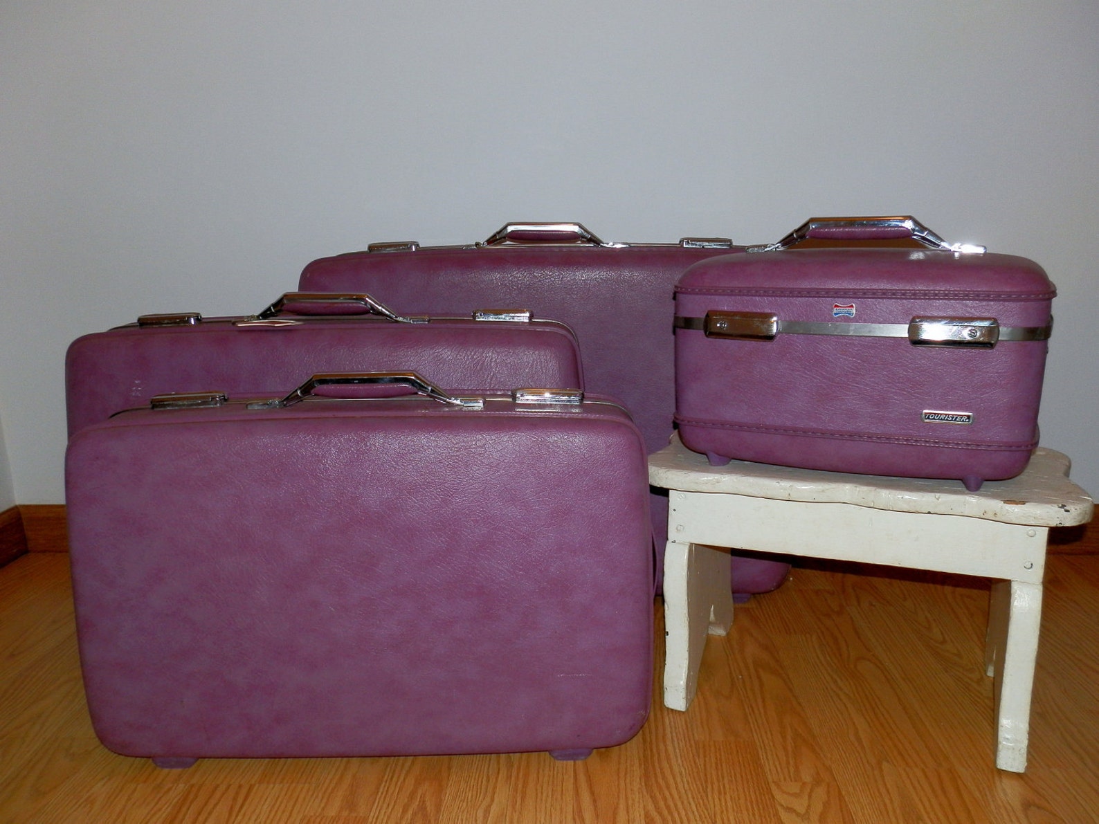 Vintage american tourister purple luggage set Etsy