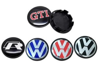 Volkswagen Wheel Center Caps Set of 4 Chrome Emblem Hub Covers (56mm, 65mm, 75mm)
