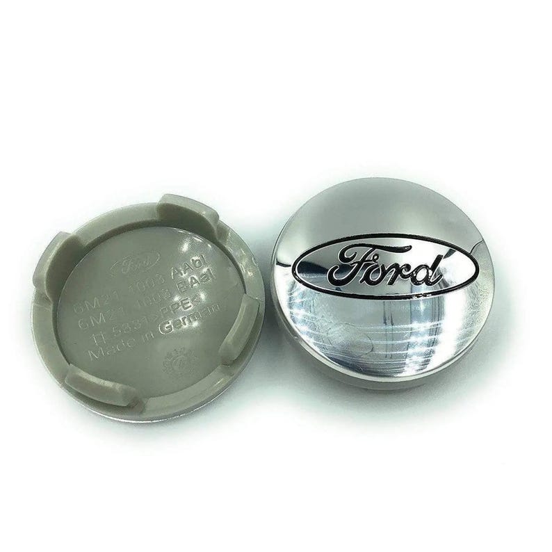 Ford Wheel Center Caps 54mm Set of 4, Replacement Hub Covers Glossy Silver