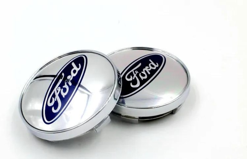 Ford Wheel Center Caps 54mm Set of 4, Replacement Hub Covers Silver Brushed
