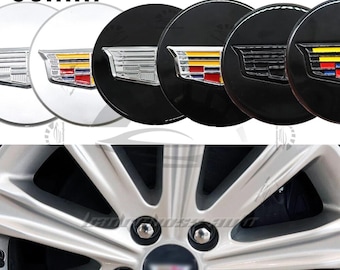 Cadillac Wheel Center Caps 66mm Chrome Emblem Hub Covers (Set of 4) OEM Style