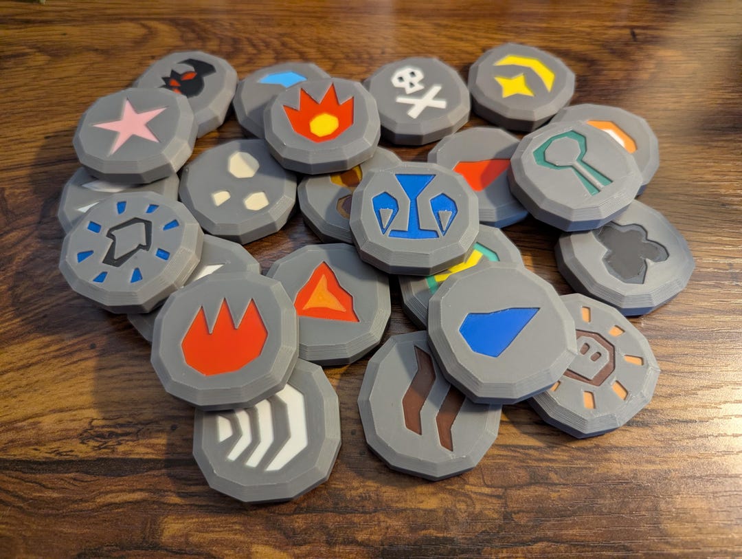 Runescap Runes Runescape Runes - 3D Printed OSRS Magic Runes - Gamer Desk Accessories ...