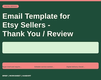 Email Template for Etsy Sellers - Thank You / Review Request