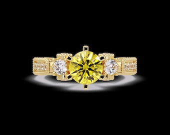 18K Solid Gold Leaf Bypass Ring, Round Moissanite Diamond Cluster, Weight 3.00g  Nature Inspired Wedding Band