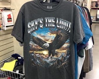 Sky's The Limit Sunset Eagle Tee - Y2K 90s Bootleg Chrome Streetwear Graphic Shirt