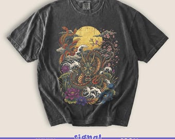 Japanese Dragon & Phoenix Tee - Ukiyo-e Folklore Tattoo Graphic T-Shirt