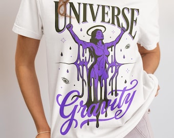 Universe Gravity Tee - Melting Celestial Goddess Cosmic T-Shirt Gift