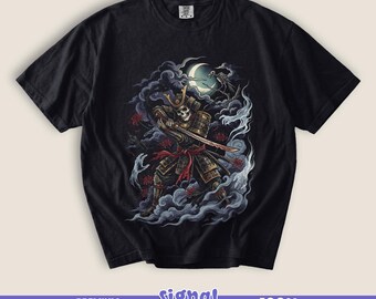 Skeleton Samurai Graphic Tee - Japanese Horror Folklore Tattoo T-Shirt