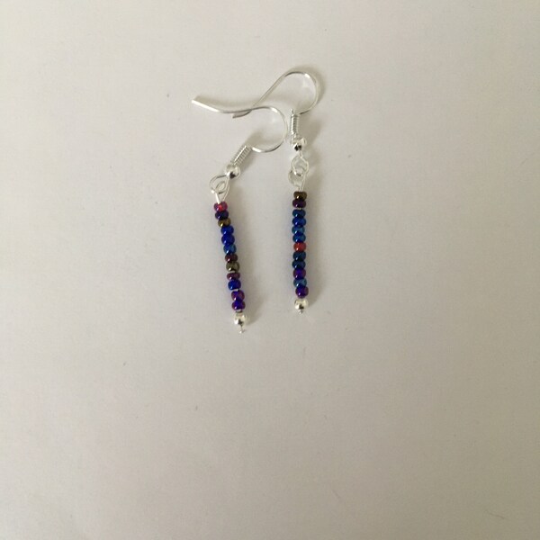 EARRINGS: Multi and Bright Blue Silver Plated Earrings