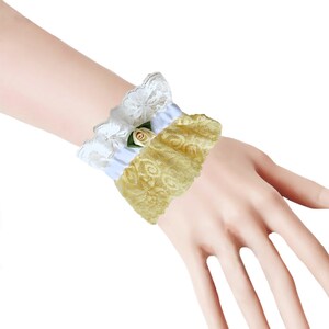 W5 Sweet Lolita Yellow and Yellow Rose Wrist Cuffs image 1