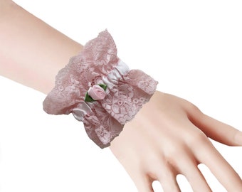 W16 Dusty Pink Wrist Cuffs with tri-rose