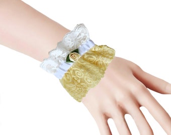 W5 Sweet Lolita Yellow and Yellow Rose Wrist Cuffs