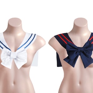 White/Blue & Navy/Red Sailor Collar Fuku / Seifuku (制服) Japanese School Uniform with Small Bow