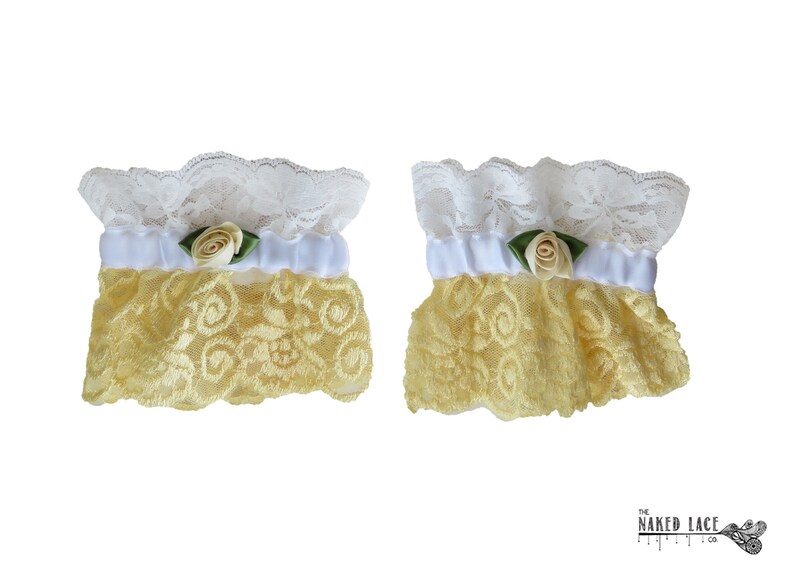 W5 Sweet Lolita Yellow and Yellow Rose Wrist Cuffs image 2