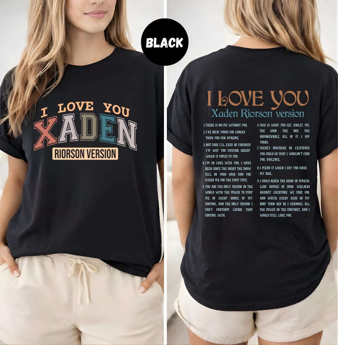 HYEON ヘヨンheart powan tee I Love You Xaden T-shirt, Fourth Wing Fan, Reader Gift, Xaden