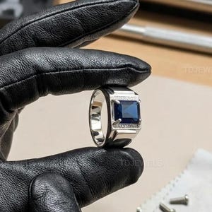 Men's Band Ring 2Ct Round Cut Moissanite Sapphire 14K White Gold Plated