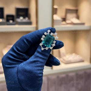 Men's Suit Brooch 14K White Gold Plated Emerald Cut 2Ct Lab Created Aquamarine