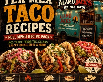 Tex-Mex Taco Recipe Pack Digital Download with Printable Menu and Hosting Guide