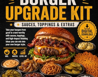 Zestaw do ulepszenia burgerów do pobrania w wersji cyfrowej, sosy, dodatki i dodatki dla lepszych burgerów