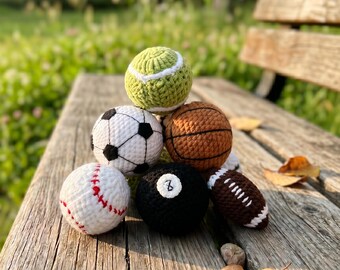 Retro Sport Crocheted Footbag,Knitted Basketball/Baseball/Tennis/Football,Backyard Toss Toys for Teens,Nostalgic Fidget Ball for Collectors