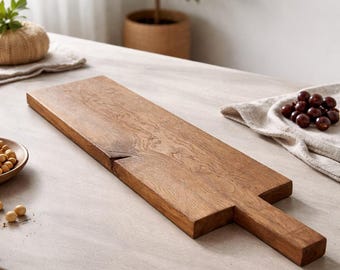 Eikenhouten kaasplank – Grote houten serveerplank 73 cm – Tafeldecoratie - Rustieke charcuterieplank – Handgemaakt van massief hout