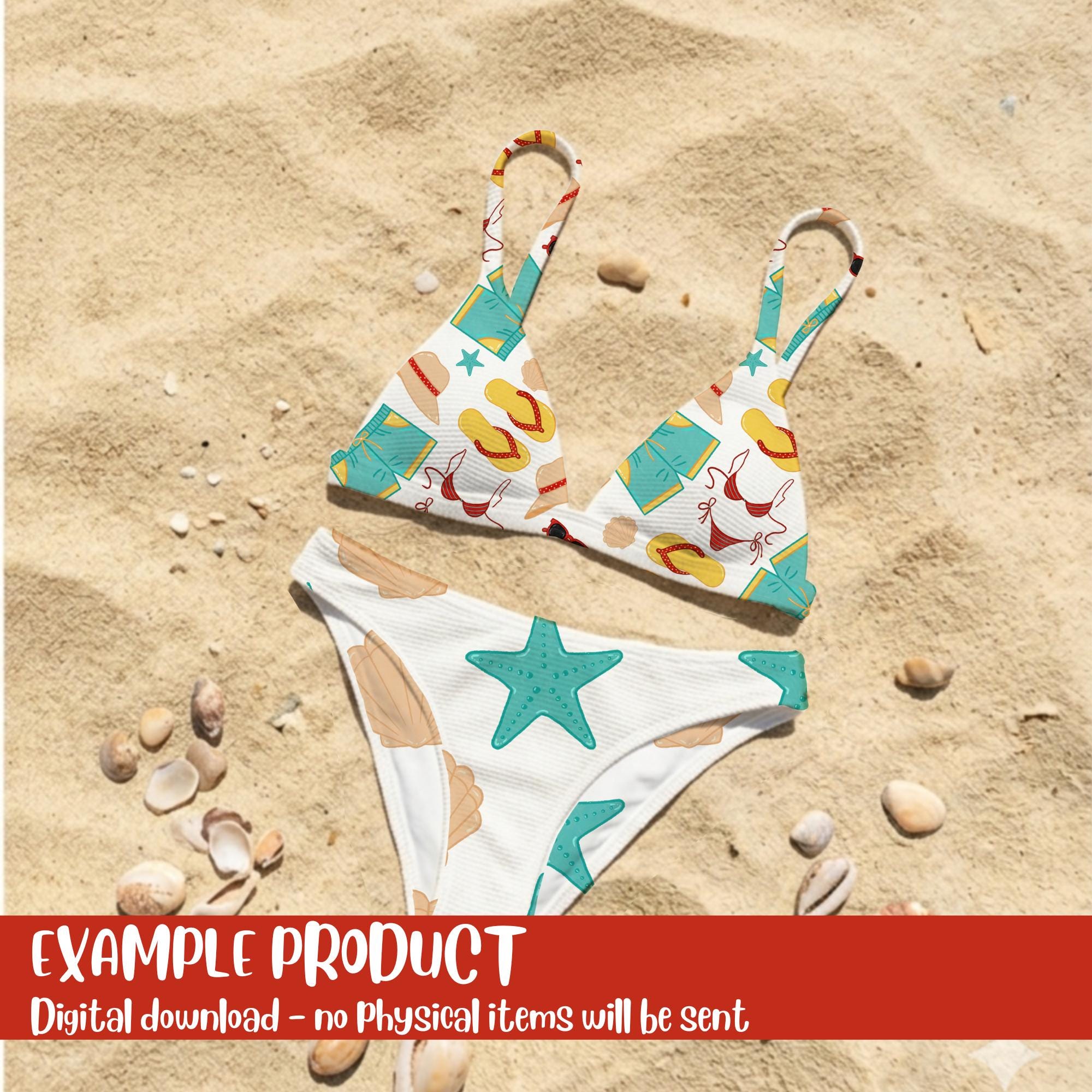 Beach Seamless Bundle Swimsuit Swim Trunks Sunglasses Radio Flip Flops ...
