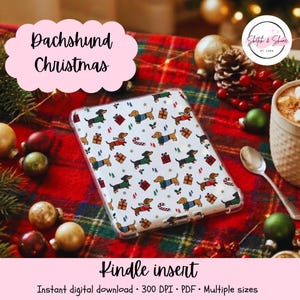 Dachshund Christmas Kindle Insert PDF, E-Reader Clear Case, Ugly Sweater, Holiday Art, Sausage Dogs, Doxie Christmas, Multiple sizes