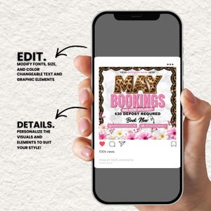 Leopard Print May Booking Flyer Canva, May Books Open Template, Beauty Booking, DIY text, Instant download, Instant download