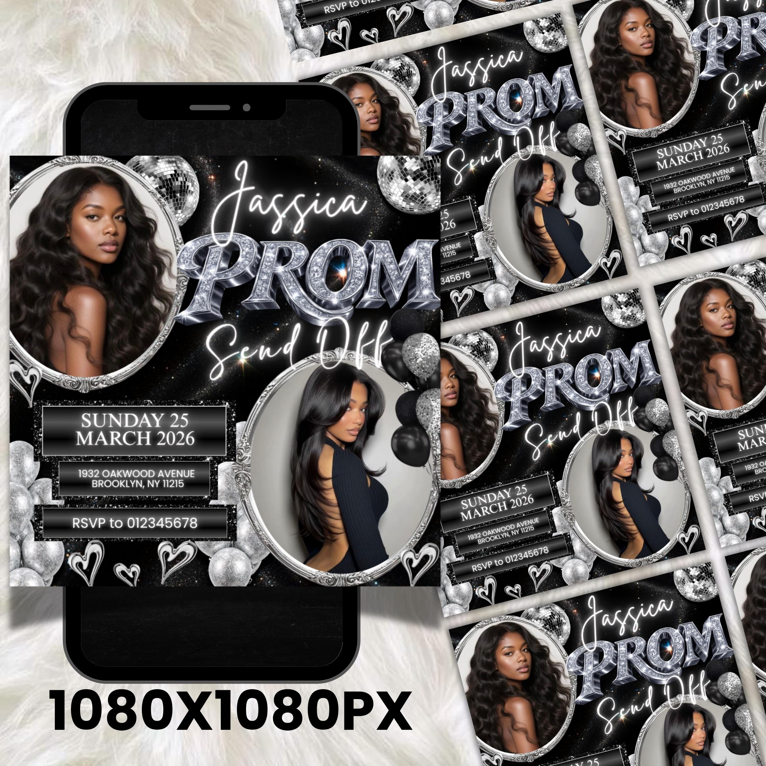 Prom Send off Invitation Template, Editable Canva Flyer, Prom Party ...