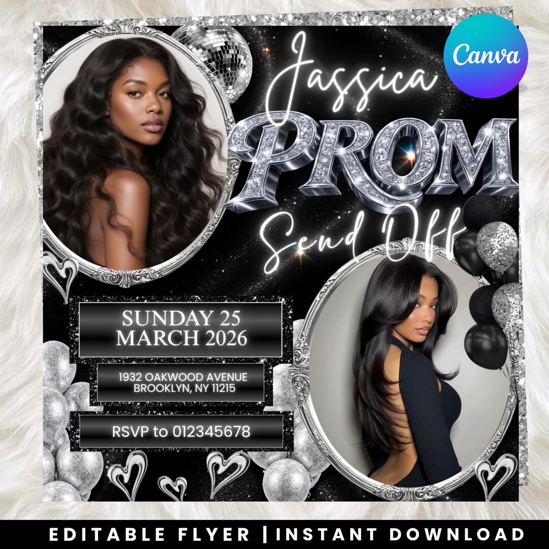 Post Prom Invite Prom Send off Invitation Template, Editable Canva Flyer, Prom Party ...